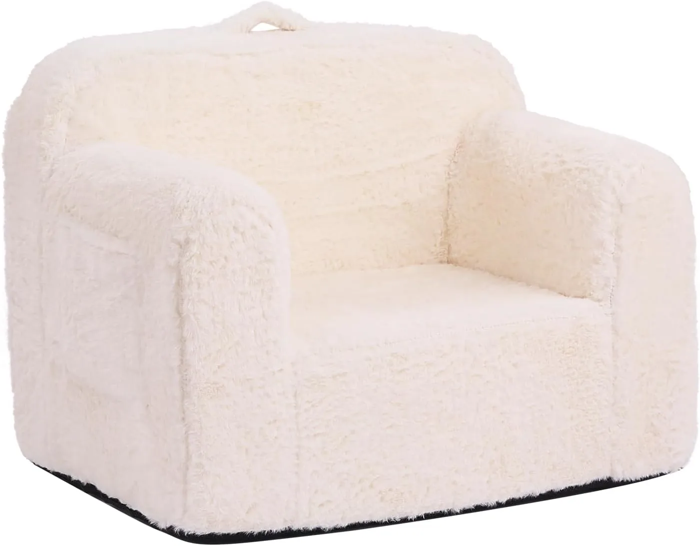 Tiita Kids Sofa Couch, Toddler Foam Sofa Chair, Comfy Child Lounge Chair with Carrying Handle & Side Pockets, Baby Plush Armrest Chair, Lightweight Reading Sofa for Girl or Boy (Beige)
