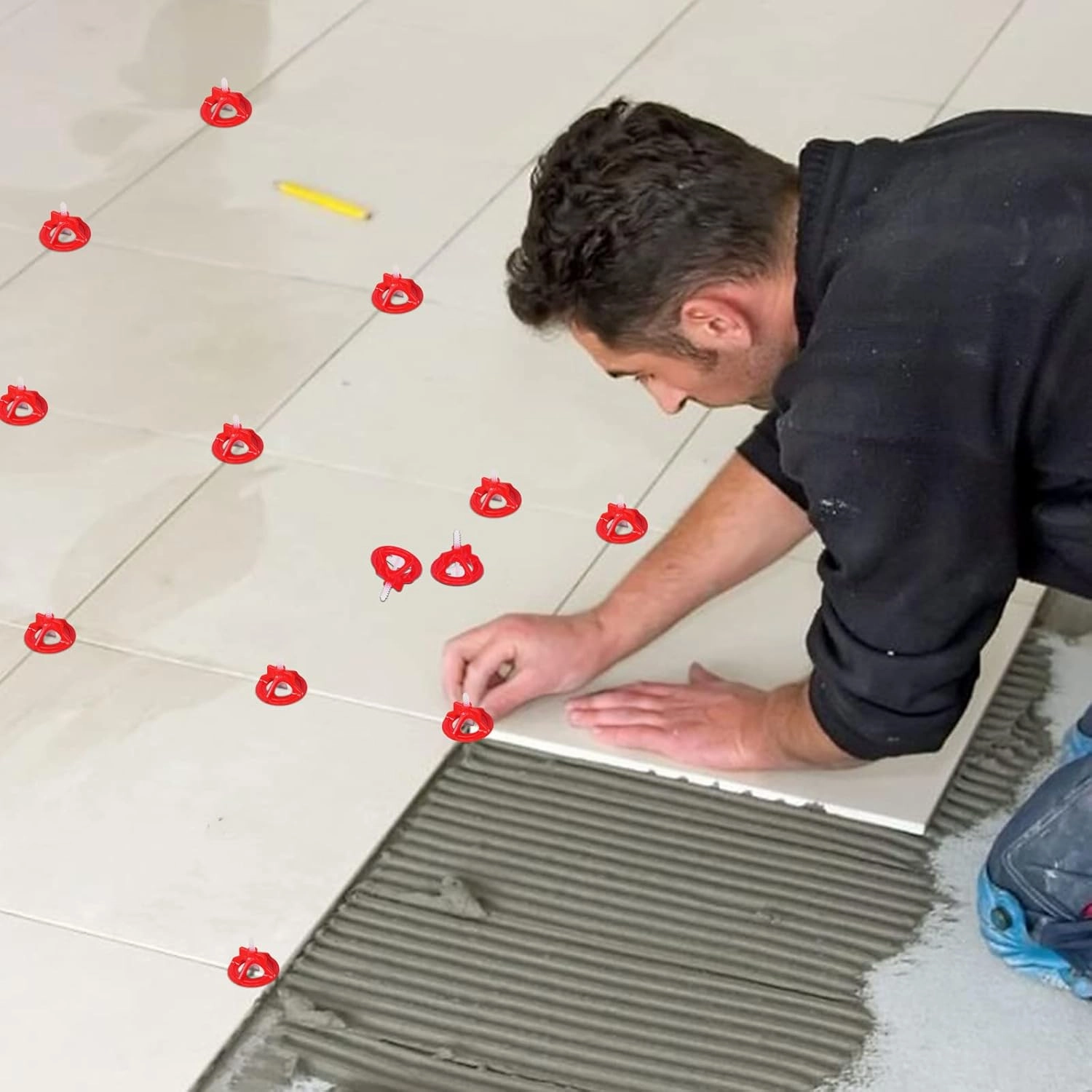 tile anti-lippage and spacing syste Tile Leveling System 1/32"Baseplates and Kit (1/32 inch white1000 Base)