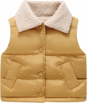 Toddler Boys Girls Puffer Vest Fuzzy Fleece Sleeveless Coat Winter Sherpa Lined Quilted Bubble Vest Down Waistcoat