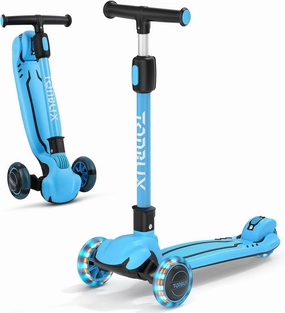 TONBUX Kids Scooter, Light Up 3 Wheel Kick Scooters for Kids 3-12, Folding Scooters with Adjustable Height - Toddler Scooter Lean-to-Steer & Widen Anti-Slip Deck