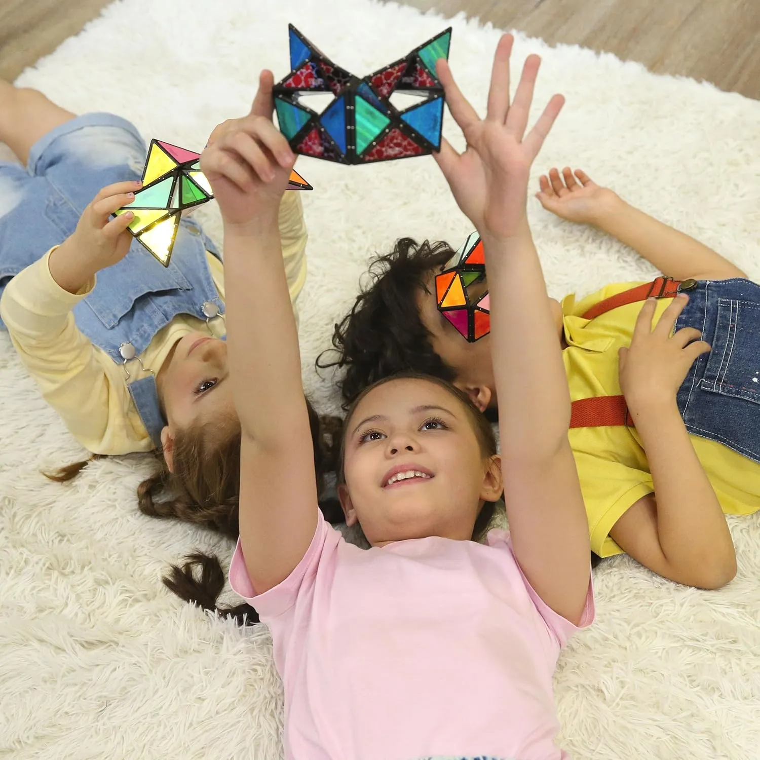 TOSY Magnet Pyramid Stone - 1 Cube Transforms into 1 Billion Shapes, 12 pcs, 4th of July Decorations, 243 Rare Earth Magnets, Holographic Design Magnet Tiles Creative Puzzle STEM/STEAM Toy