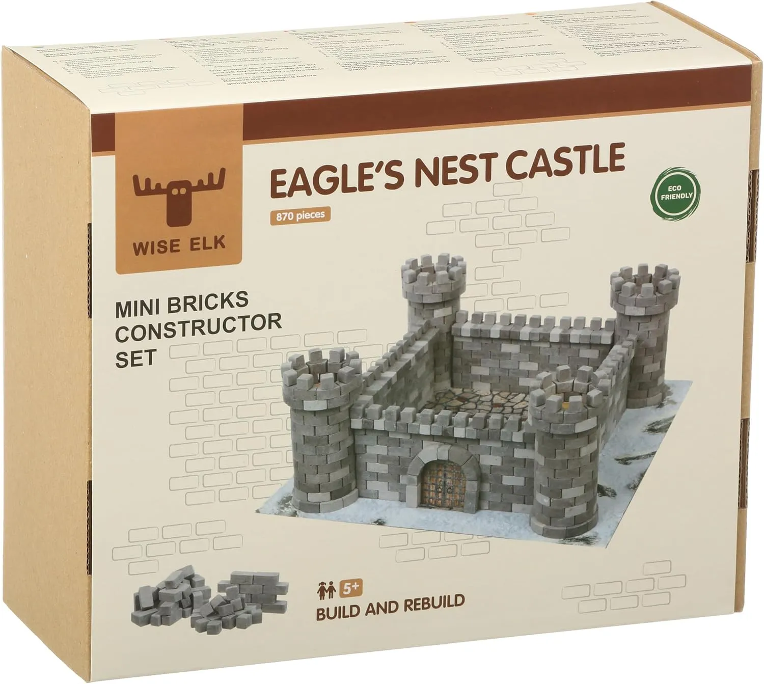 Toy Eagle Nest Castle Educational Gift Construction Set, Real Plaster Bricks, Gypsum Reusable Building Kit, 870 Piece