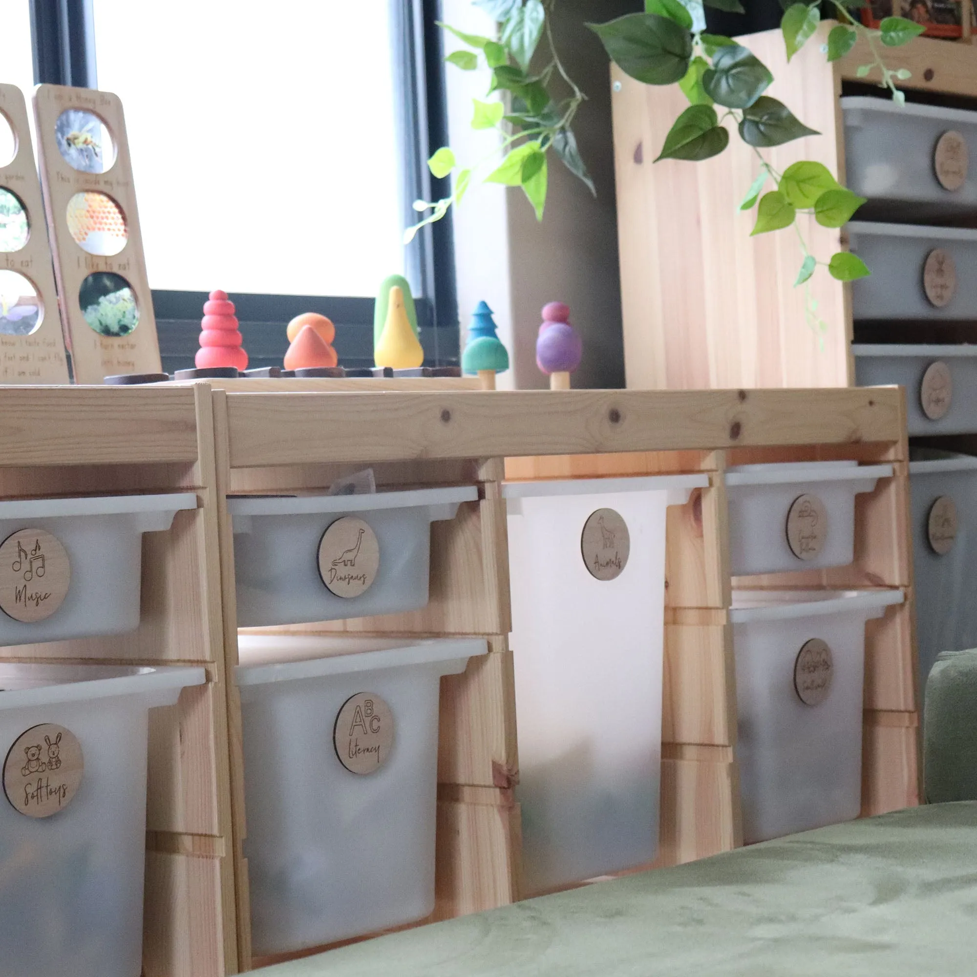Toy Storage Labels with Illustrations for Ikea Trofast Wood
