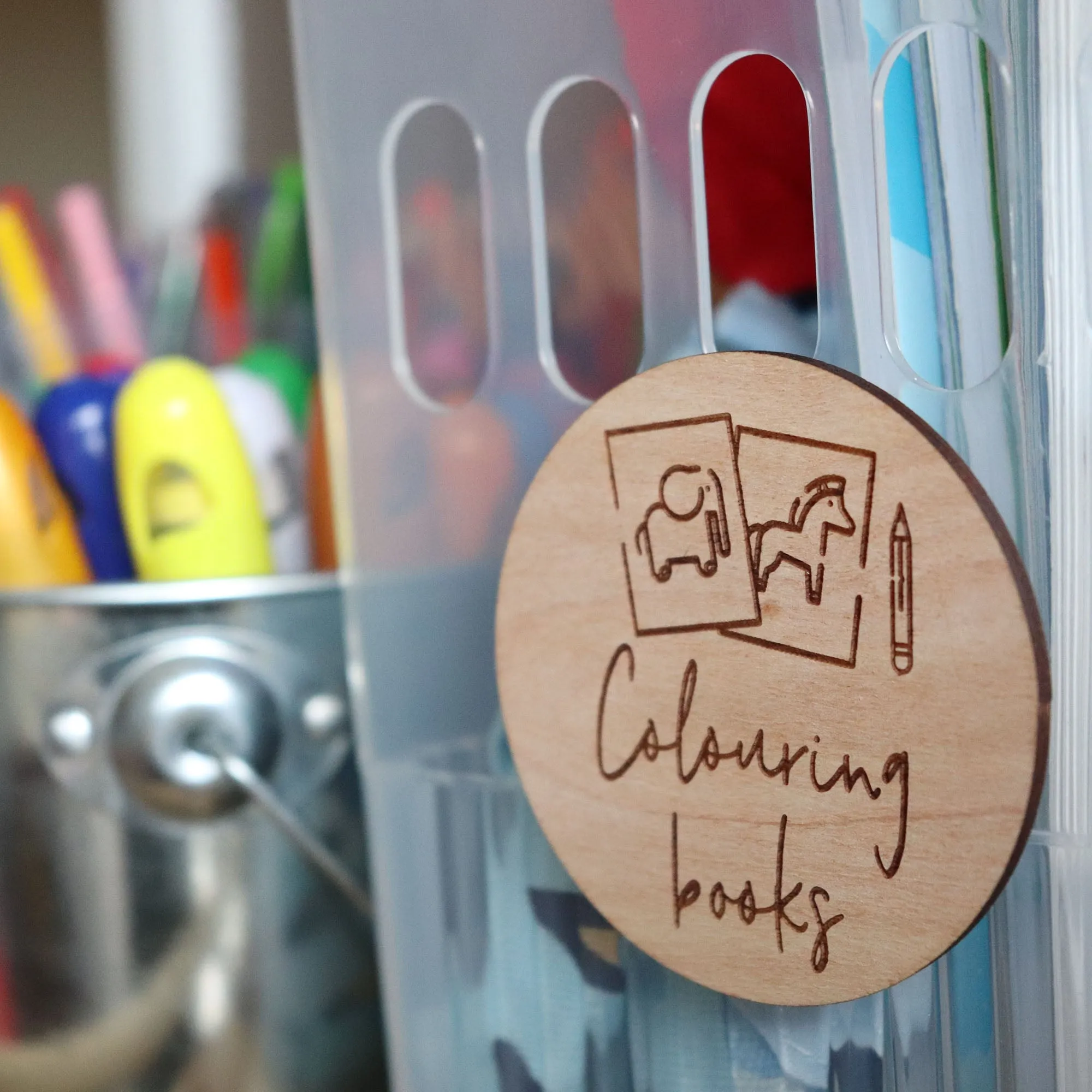 Toy Storage Labels with Illustrations for Ikea Trofast Wood