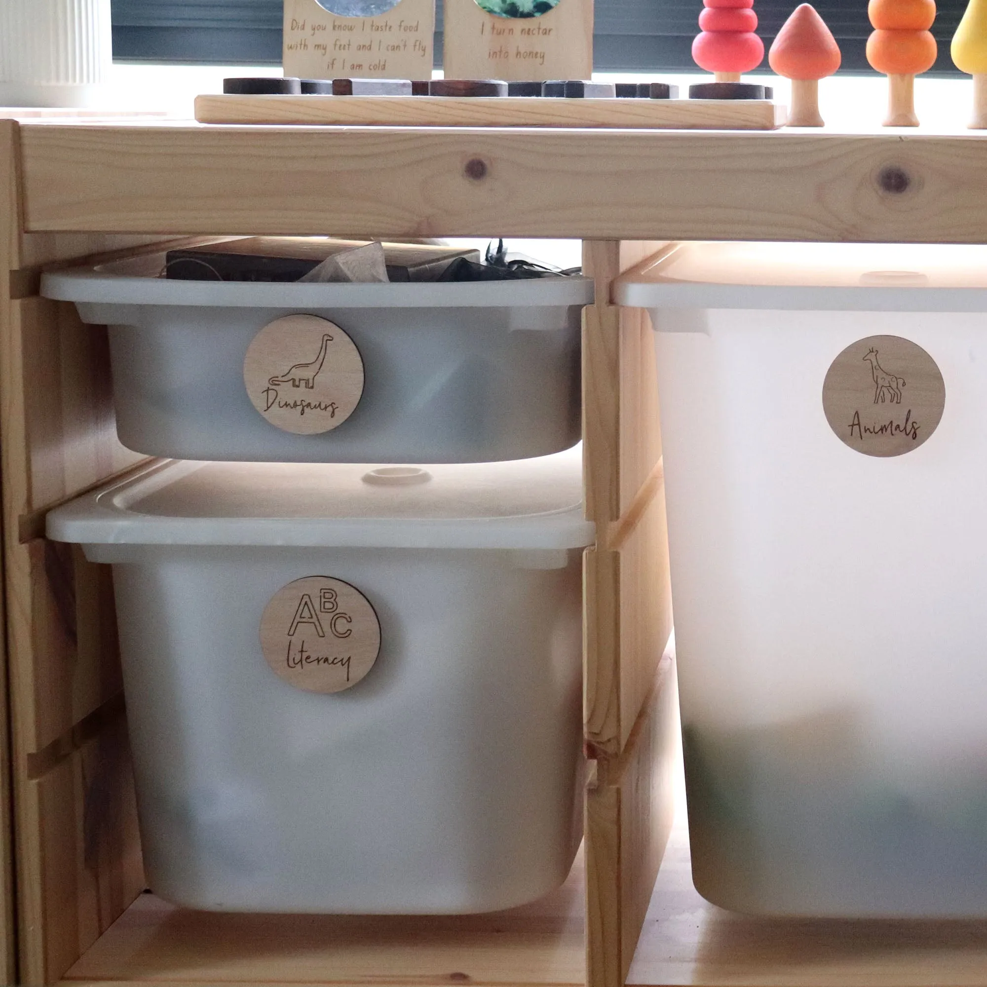 Toy Storage Labels with Illustrations for Ikea Trofast Wood