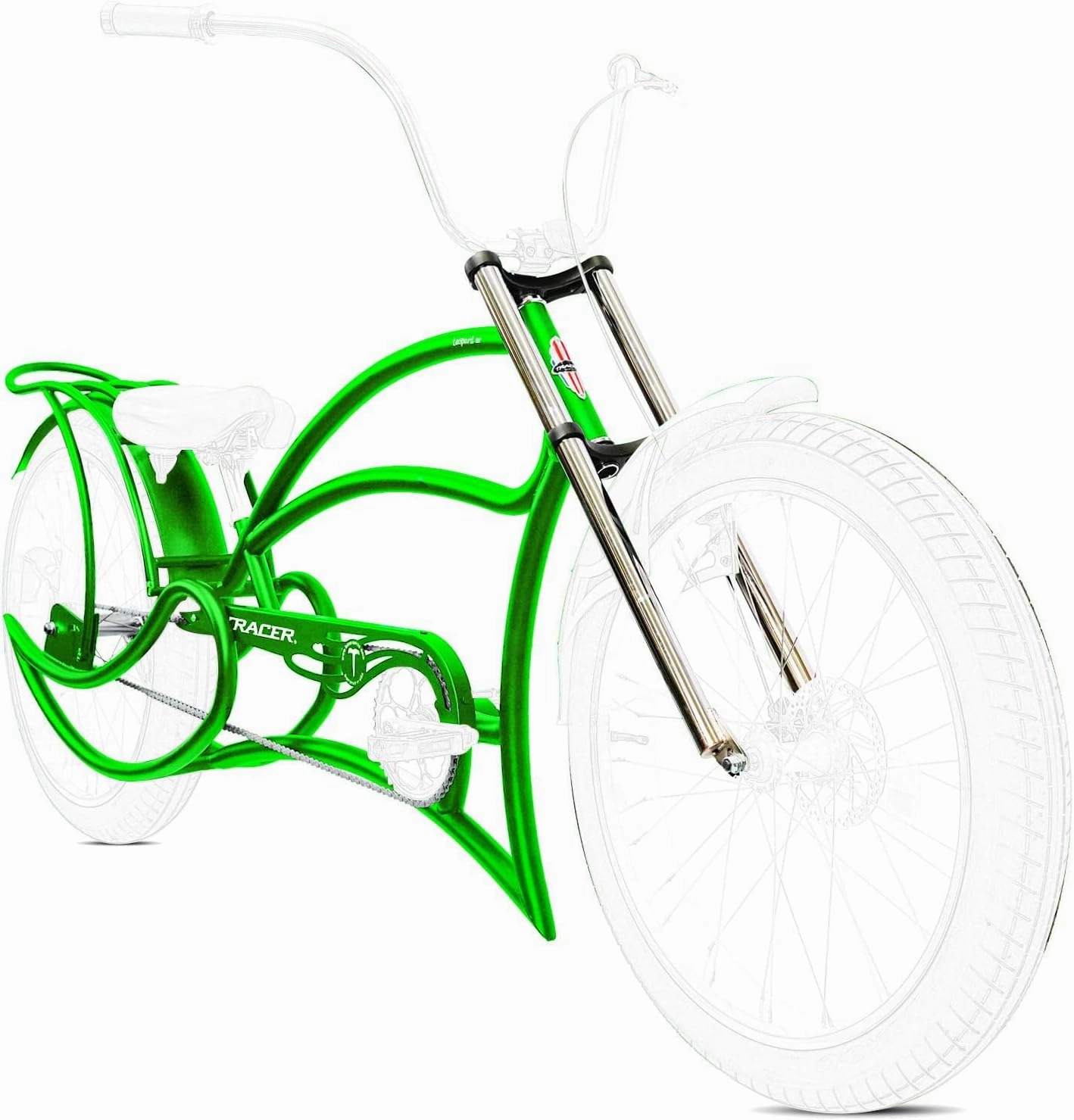 Tracer FM Leopard 26inch Stretch Steel Cruiser E-Bike Frame Cruiser Bike Frame, Include Triple Tree Fork and Chain Guard Multi-Color