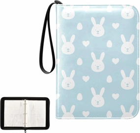 Trading Card Binder PU Leather Card Collection Binder 4 Pocket Baseball Football Sports Card Holder Album Book Storage for 400 Cards Easter Bunny