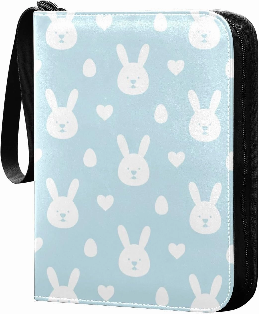 Trading Card Binder PU Leather Card Collection Binder 4 Pocket Baseball Football Sports Card Holder Album Book Storage for 400 Cards Easter Bunny