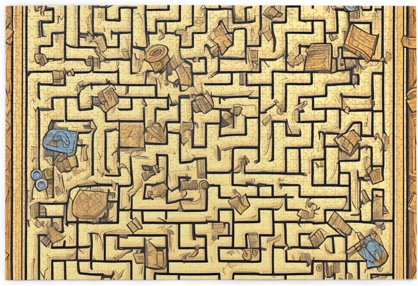 Treasure Maze, 1000 Pieces Personalized Wooden Puzzle, for Adult and Kids Family, Graduation, Super Difficult Jigsaw Puzzle, do You Dare to Challenge