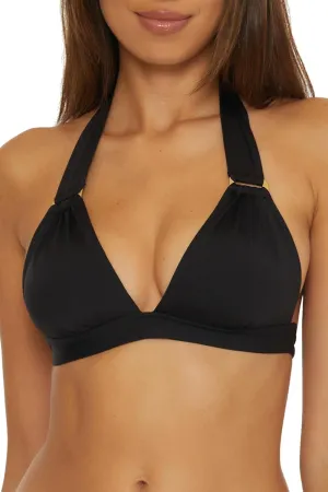 Trina Turk Women's Standard Monaco Ring Halter Bikini Top, Adjustable, Tie Back, Swimwear Separates