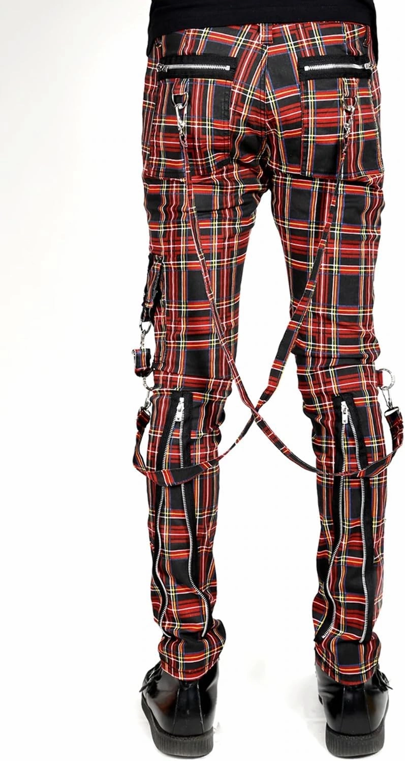 Tripp Mens Bondage Punk Pants [Black Plaid] Gothic Emo