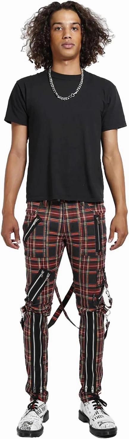 Tripp Mens Bondage Punk Pants [Black Plaid] Gothic Emo