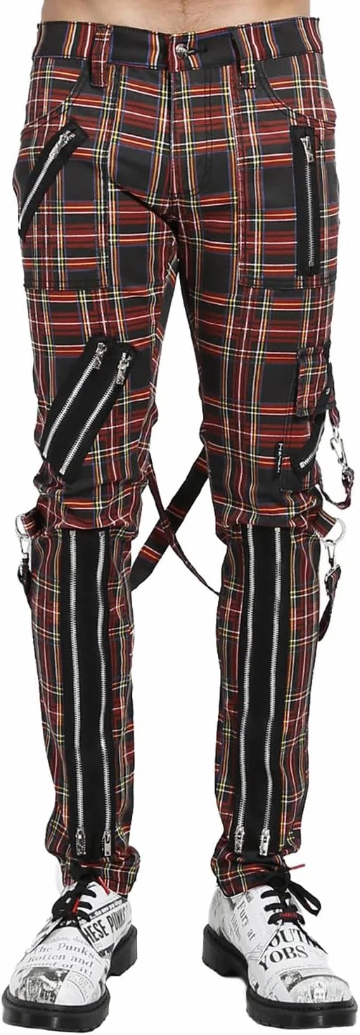 Tripp Mens Bondage Punk Pants [Black Plaid] Gothic Emo