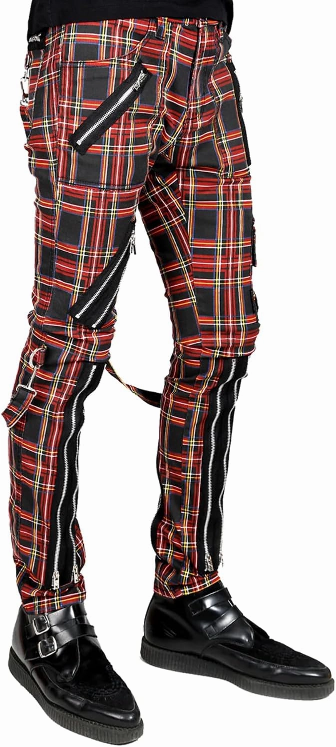 Tripp Mens Bondage Punk Pants [Black Plaid] Gothic Emo