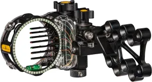 Trophy Ridge React Pro 7 Pin Archery Bow Sight - Tool Less Windage and Elevation Adjustability, 2nd/3rd Axis Leveling, Adjustable Click Light, Glow Ring, Right Hand, 0.010 Pin