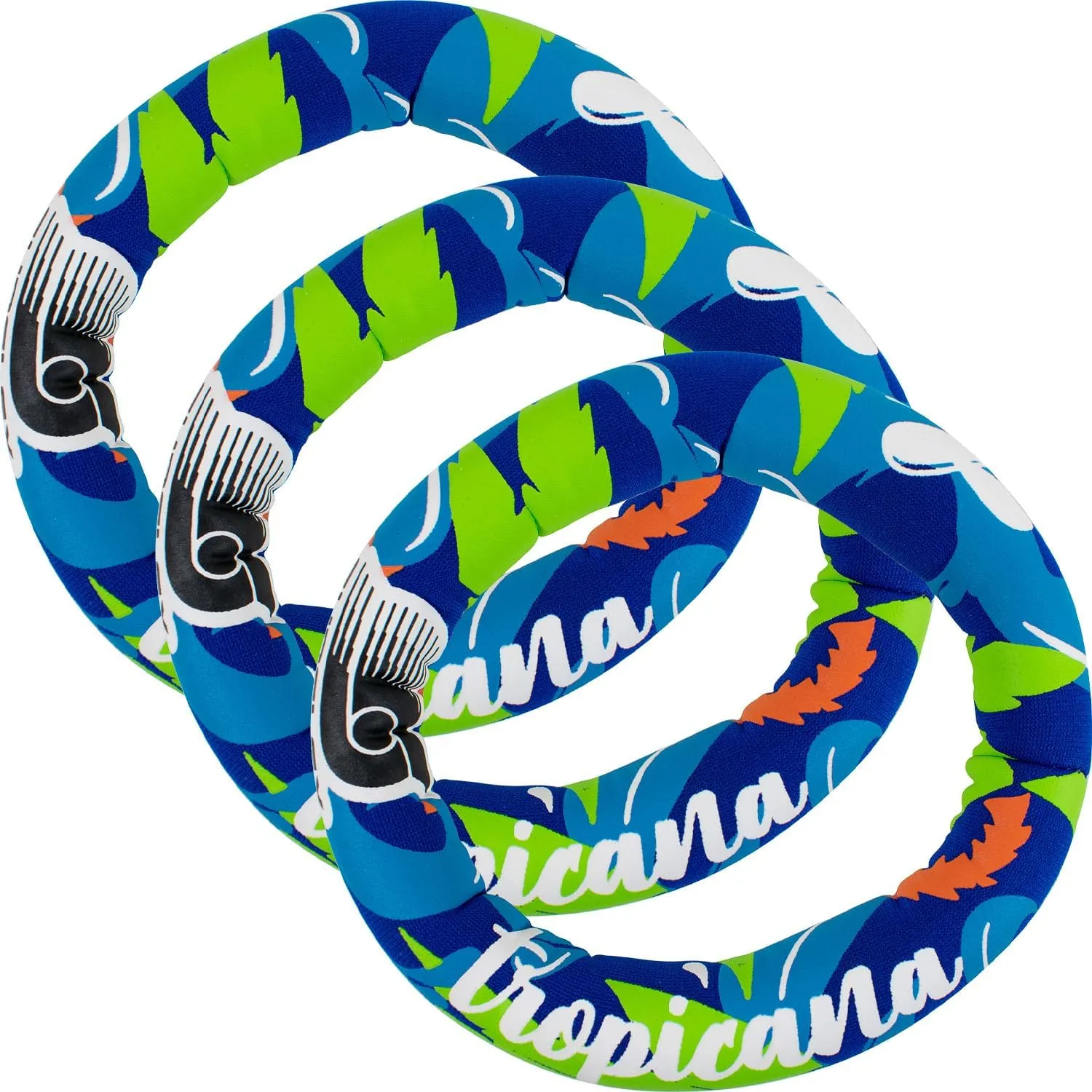 Tropical Wave Diving Rings | Neoprene Weighted Fun Swimming Pool Recreation Game | Pack Includes Three Rings | Underwater Diving Hoops | Waterproof and UV Resistant