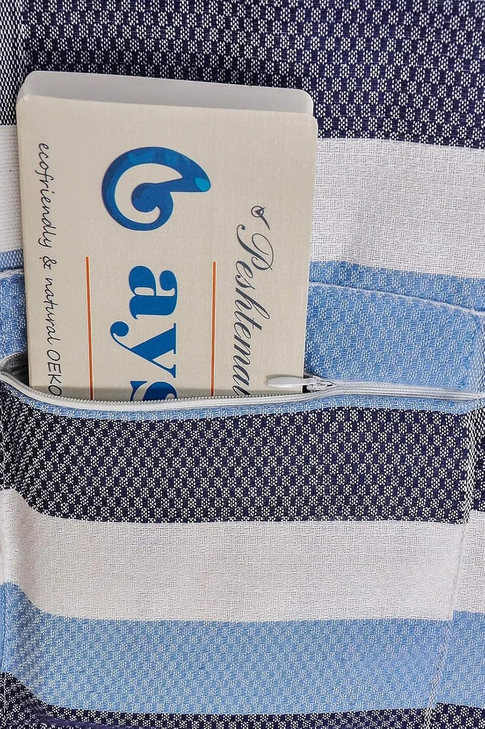 Turkish Beach Towel Extra-Thick & Oversized w/Pocket 100% OekoTex Cotton Blanket (38x75) ShoreSecrets-Warm! Collection | Made in Turkiye