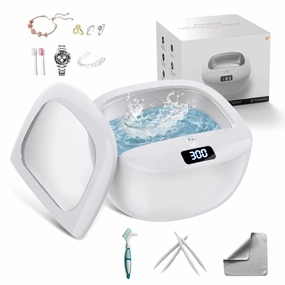 Ultrasonic Retainer Cleaner, 43kHz Rechargeable Retainer Cleaner Machine with Digital Timer,130ML Wireless Portable Sonic Jewelry Cleaner for Dentures,Mouth Guard,Aligner,Night Guard,Braces(White)