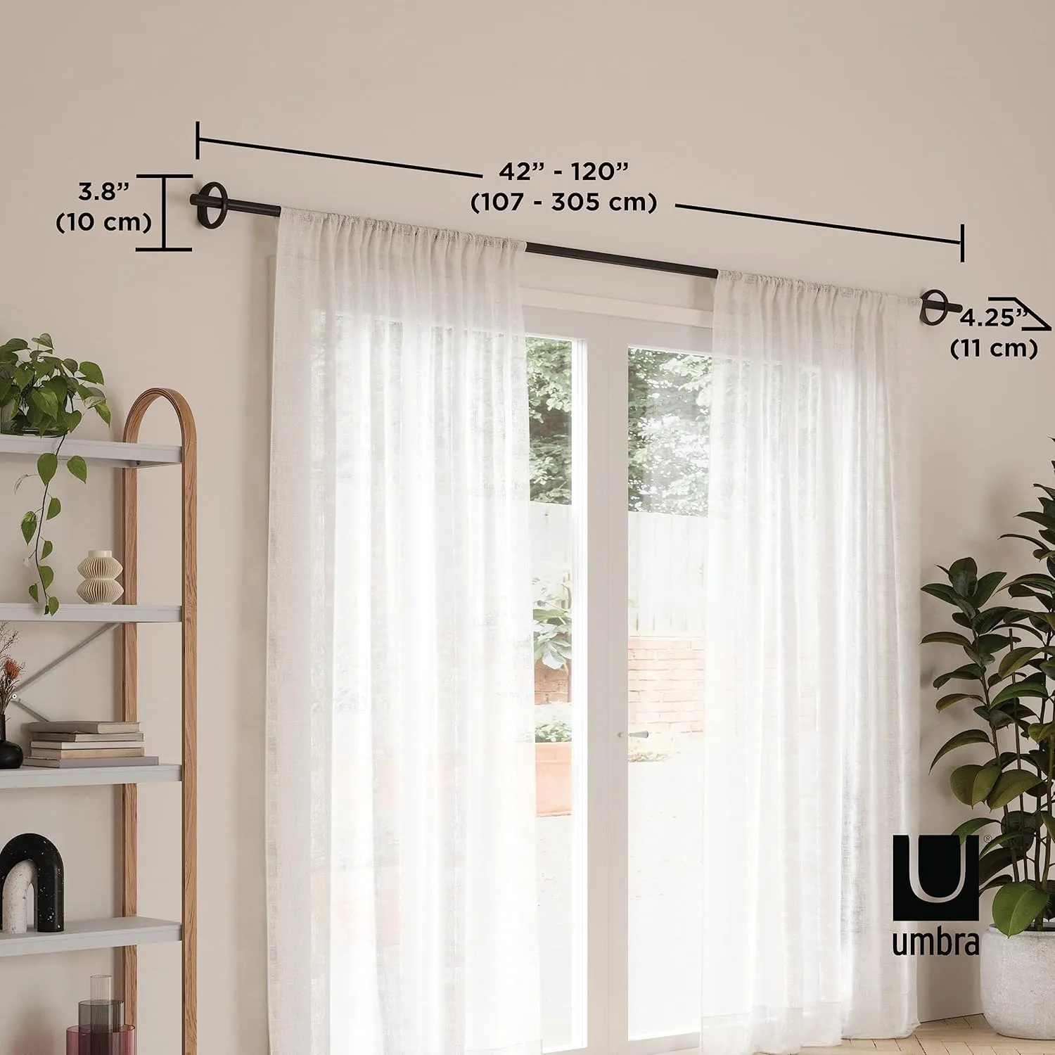 Umbra Ringlet Curtain 1" Rod 42" -120", Black
