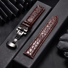 Universal Soft Wrist Belt Bracelet Comfortable Genuine Leather Watch Strap 16/18/20/22mm Watch Buckle Band   Tool(White-Patch Five-Pointed star4,24mm)