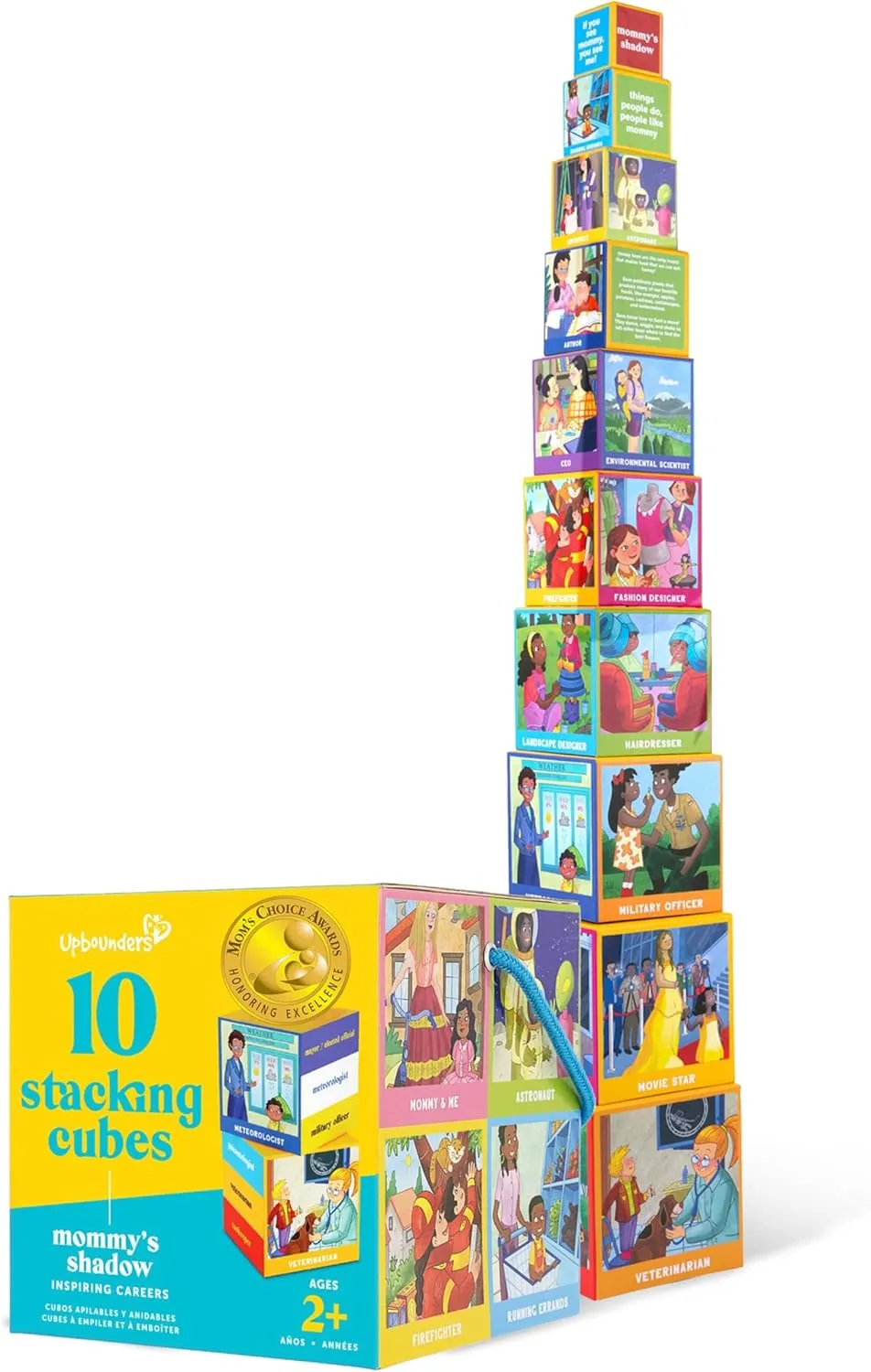 Upbounders® Stacking & Nesting Blocks | FSC®-Certified Educational Toy for Toddlers 2  | Montessori-Inspired Learning Toy with Career-Themed Illustrations | Develops Fine Motor & Cognitive Skills