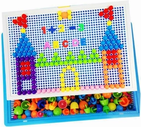 UPKOCH 592Pcs Creative Mushroom Nail Jigsaw Puzzle Set Pegboard Game for Educational DIY Activity for Early Childhood Development Random Color
