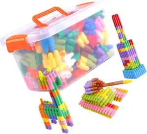 Vaguelly 1Set Educational Building Blocks for Colorful Playthings with Drawing Enhances Creativity Color Recognition Hands Skills for Early Childhood Learning