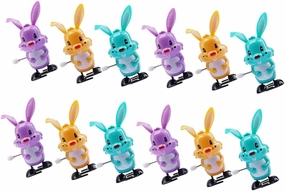 Vaguelly Wind-up Rabbit Toys for Boys Girls 12pcs Small Bunny Easter Toys Hopping Rabbit