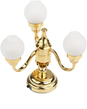 VANZACK Mini House LED Ceiling Lamp Arm Brass Chandelier Battery Operated No Wires for Dollhouse Decor Miniature Lighting Easy Installation