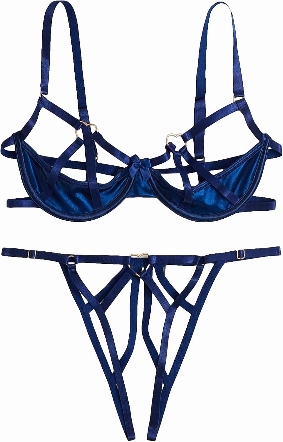 Verdusa Women's 2 Piece Cut Out Underwire Sexy See Through Bra and Panty Lingerie Sets