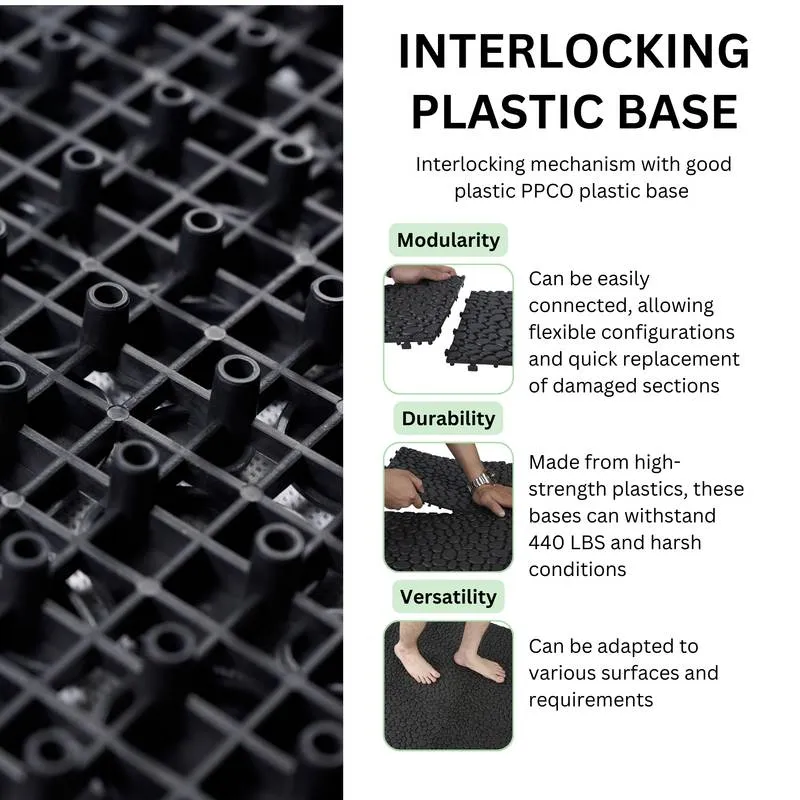 Versatile Waterproof Interlocking Deck Tiles - Pebble Stone Design