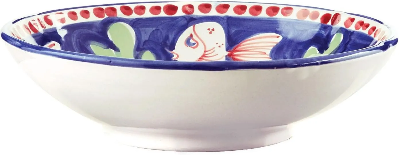 Vietri Campagna Pesce Coupe Pasta Bowl, 8.75" Earthenware Dining & Kitchen Dish, Microwave & Dishwasher Safe