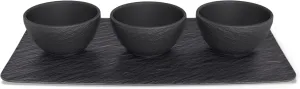 Villeroy & Boch Manufacture Rock 4-Piece Elegant Bowl Set for Dips and Finger Food, Premium Porcelain, Dishwasher Safe