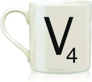 Vintage Ceramic Letter "V" Tile Coffee Mug