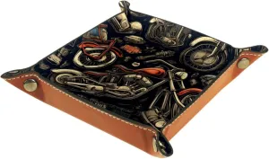 Vintage Colorful Motorcycle Small Stacking Jewelry Organizer Trays, Desk Drawer and Dresser Jewelry Drawer Organizer Tray for Women and Girls