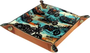 Vintage Colorful Motorcycle Stacking Jewelry Organizer Trays, Desk Drawer Organizer Tray for Earrings, Bracelets, Rings, Key Tray for Entryway Table, Small Table Tray for Decorative Storage