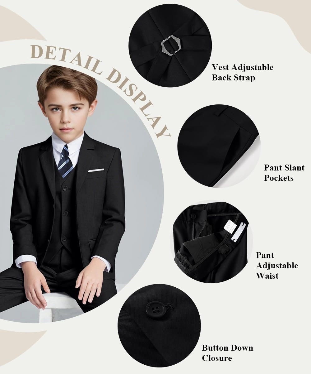 Visaccy Boys Suits Slim Fit Dress Clothes Ring Bearer Outfit