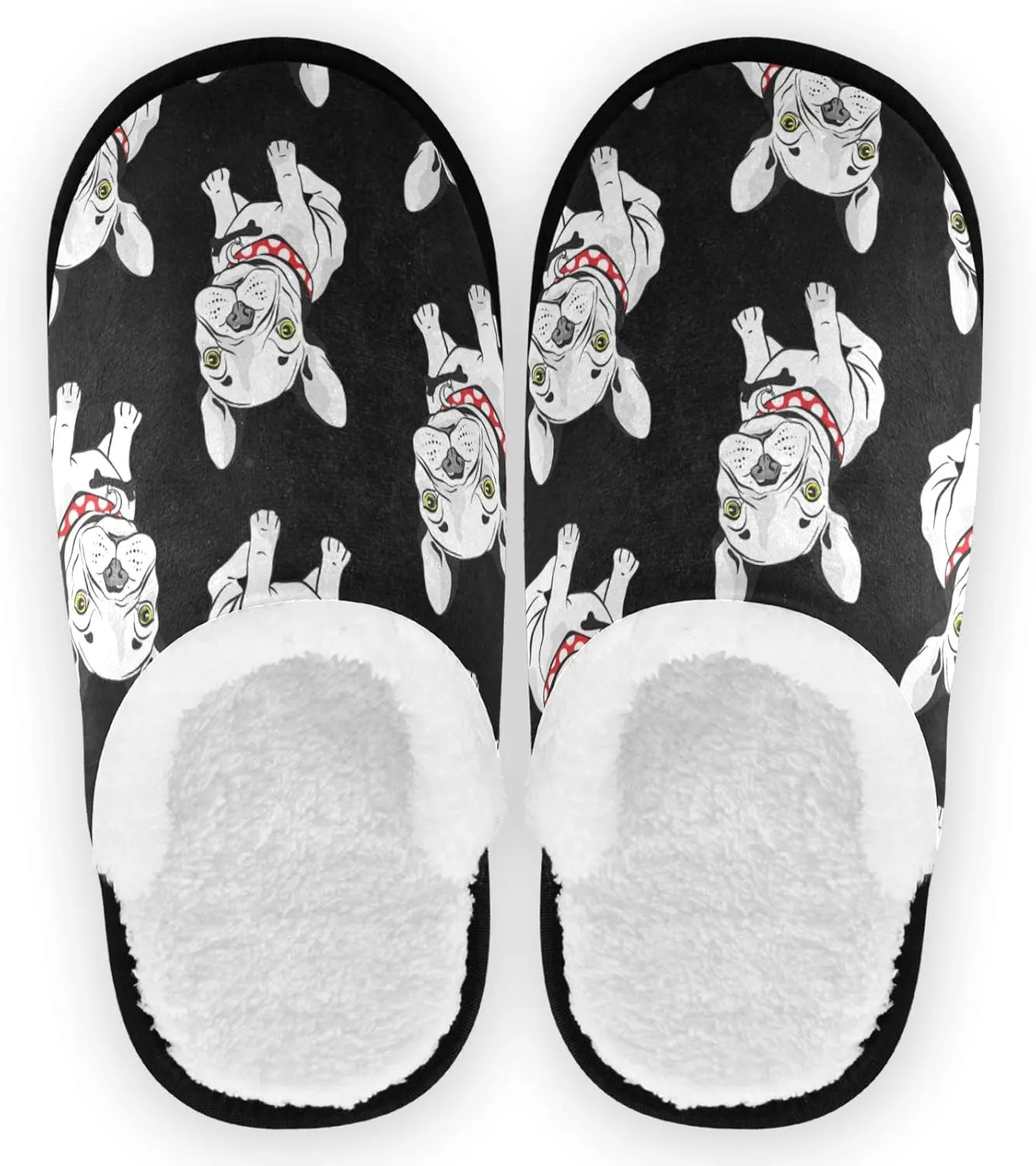 visesunny French Bulldog Animal Slippers for Women Mens Winter Warm Memory Foam Cotton Home Slippers Soft Plush Fleece Slip on House Slippers for Girls Indoor Outdoor Shoes