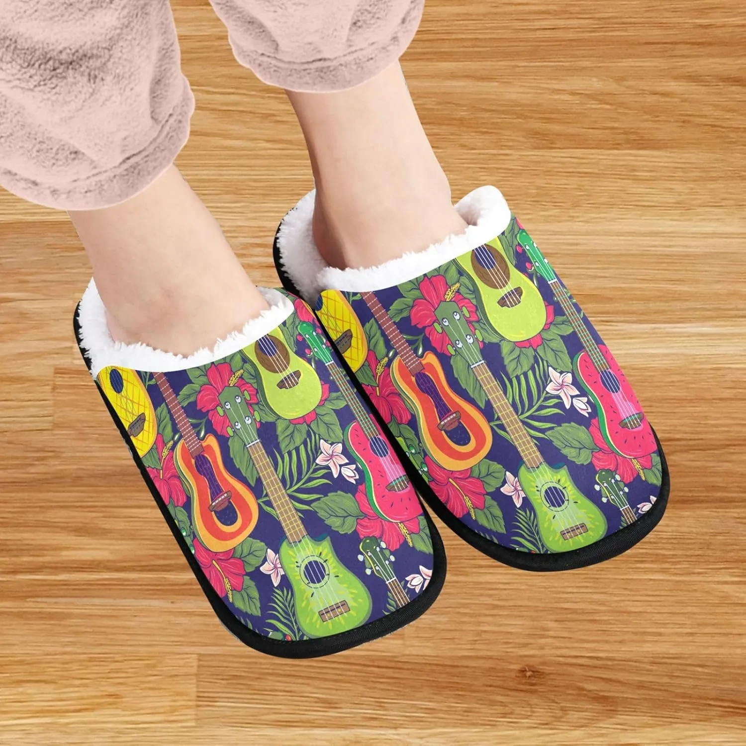 visesunny Slippers for Women Mens Stylish Foral Winter Warm Memory Foam Cotton Home Slippers Soft Plush Fleece Slip on House Slippers for Girls Indoor Outdoor Shoes
