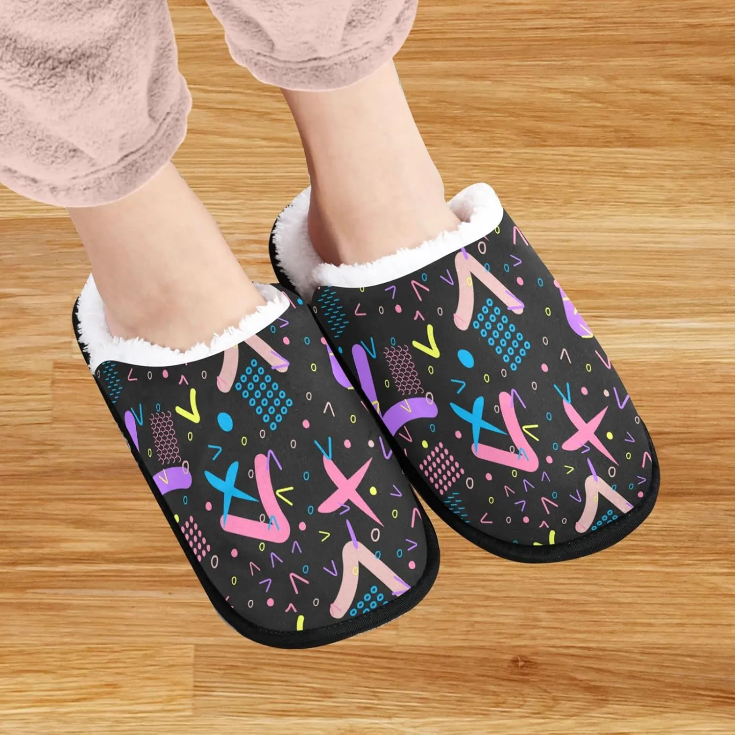 visesunny Slippers for Women Mens Winter Warm Memory Foam Cotton Home Slippers Soft Plush Fleece Slip on House Slippers for Girls Indoor Outdoor Shoes