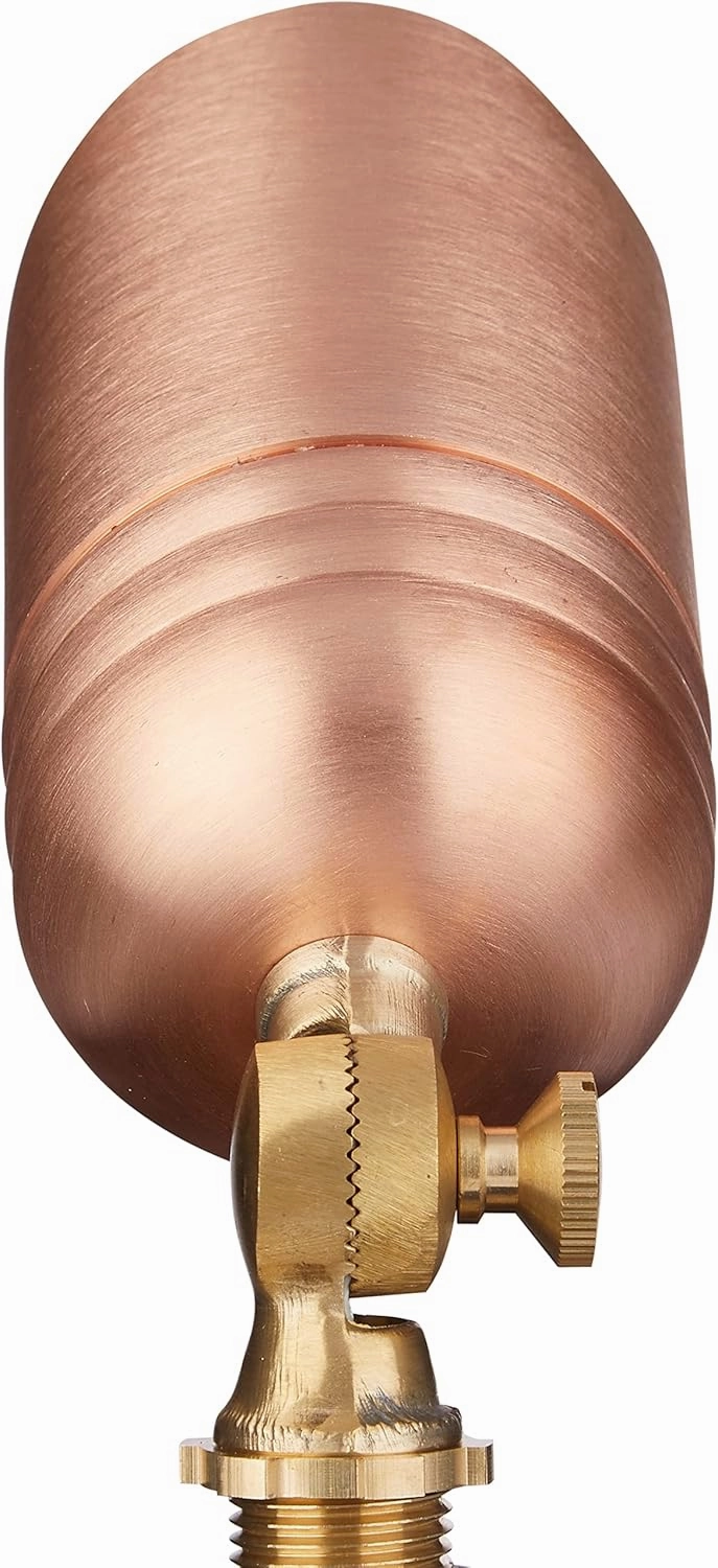 VOLT Fat Boy 12V Solid Copper Outdoor Spotlight with 5W 2700K Warm White MR16 LED Bulb (400 Lumens) for Low Voltage Landscape Lighting of Yard, Lawn, Garden, Patio, Trees & House