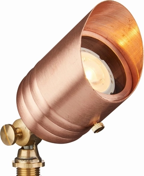 VOLT Fat Boy 12V Solid Copper Outdoor Spotlight with 5W 2700K Warm White MR16 LED Bulb (400 Lumens) for Low Voltage Landscape Lighting of Yard, Lawn, Garden, Patio, Trees & House