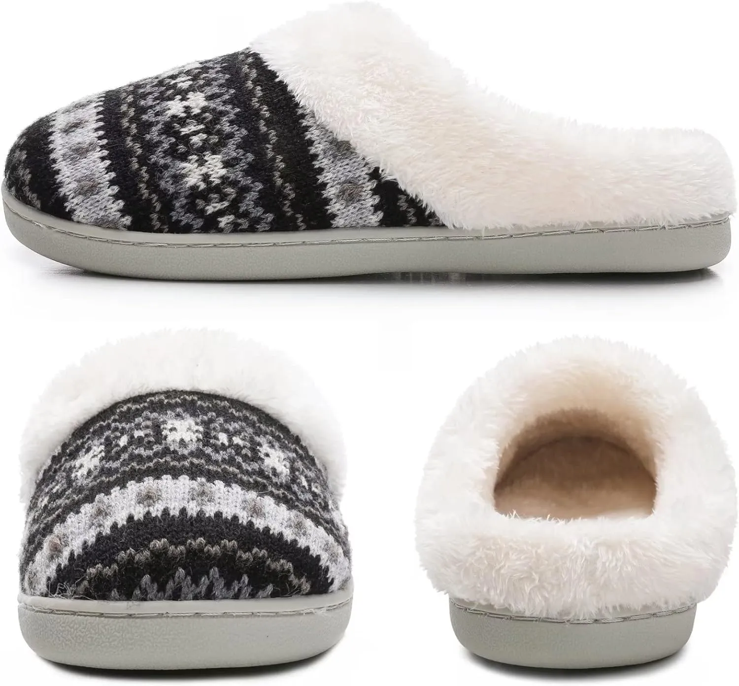 Vonluxe Women's House Fuzzy Slip On Slippers Warm Memory Foam Ladies Slippers Comfy Outdoor Indoor Plush Bedroom Shoes