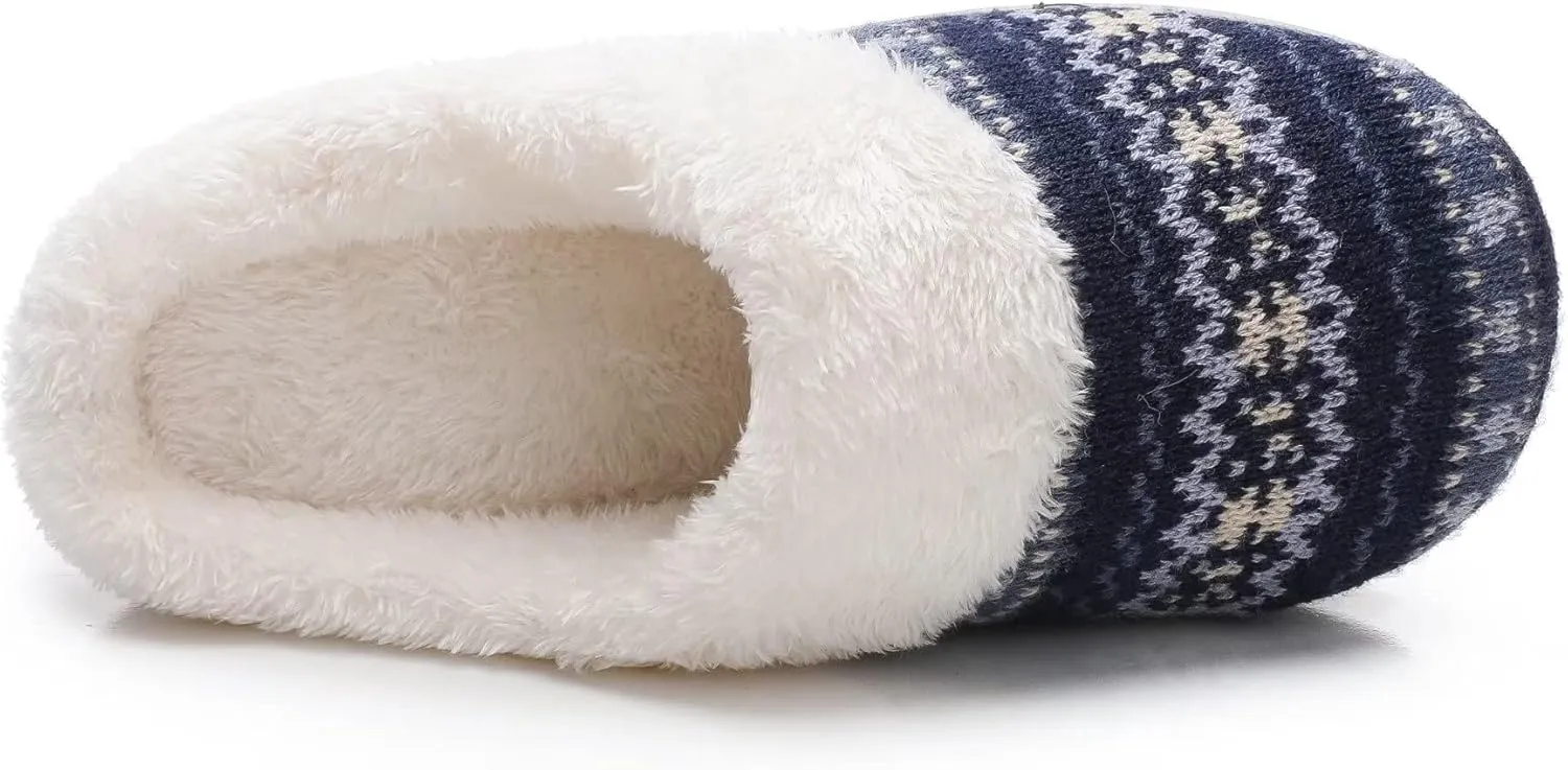Vonluxe Women's House Fuzzy Slip On Slippers Warm Memory Foam Ladies Slippers Comfy Outdoor Indoor Plush Bedroom Shoes