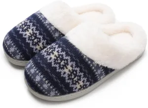 Vonluxe Women's House Fuzzy Slip On Slippers Warm Memory Foam Ladies Slippers Comfy Outdoor Indoor Plush Bedroom Shoes