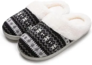 Vonluxe Women's House Fuzzy Slip On Slippers Warm Memory Foam Ladies Slippers Comfy Outdoor Indoor Plush Bedroom Shoes