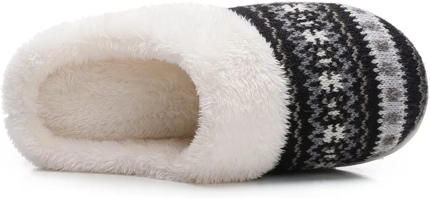 Vonluxe Women's House Fuzzy Slip On Slippers Warm Memory Foam Ladies Slippers Comfy Outdoor Indoor Plush Bedroom Shoes