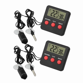 VOSAREA 2Sets Digital Hygrometer Thermometer for Reptiles Turtle Tank Accessories Accurate Humidity Monitor for Terrarium and Incubator Use Easy to Read Display Durable Design