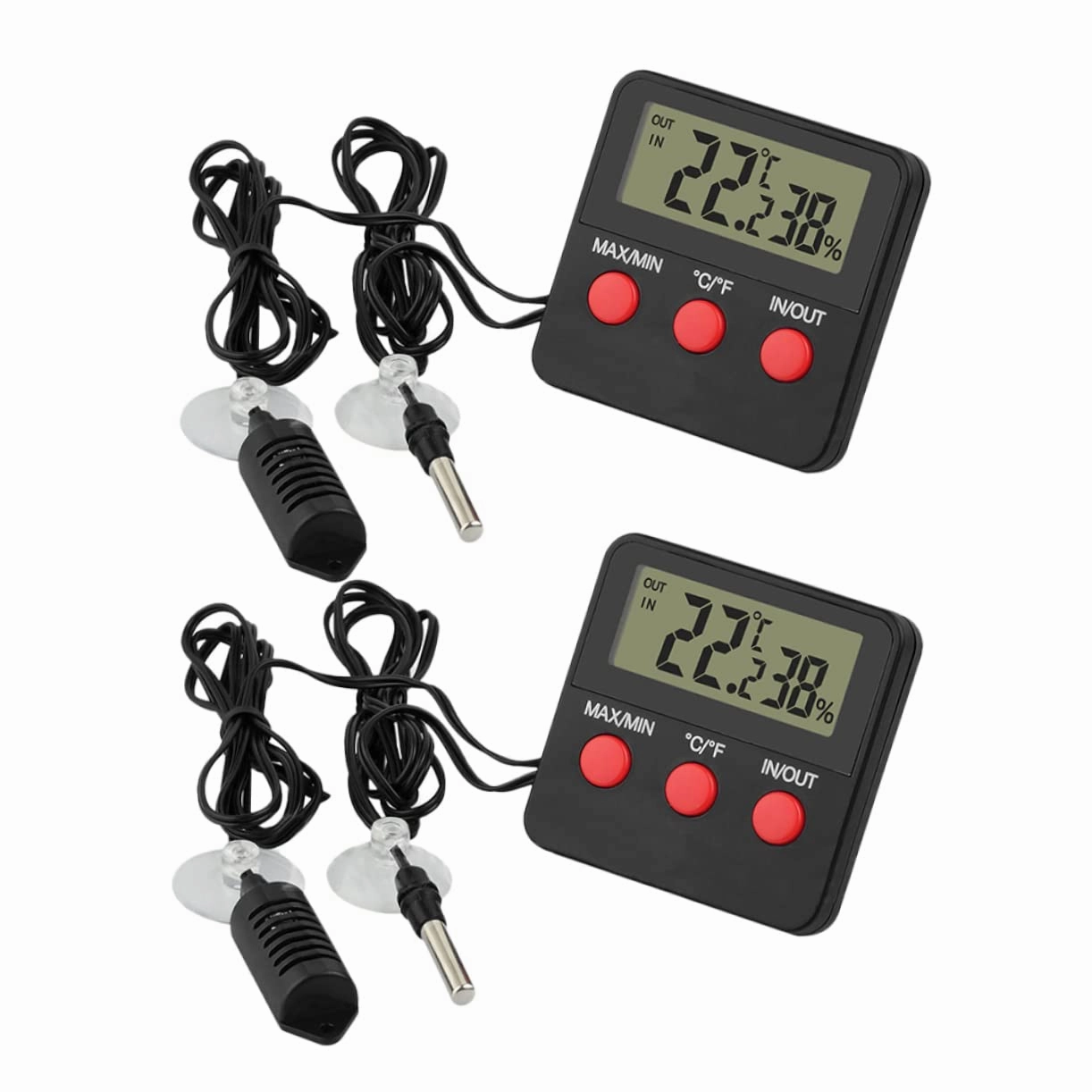 VOSAREA 2Sets Digital Hygrometer Thermometer for Reptiles Turtle Tank Accessories Accurate Humidity Monitor for Terrarium and Incubator Use Easy to Read Display Durable Design