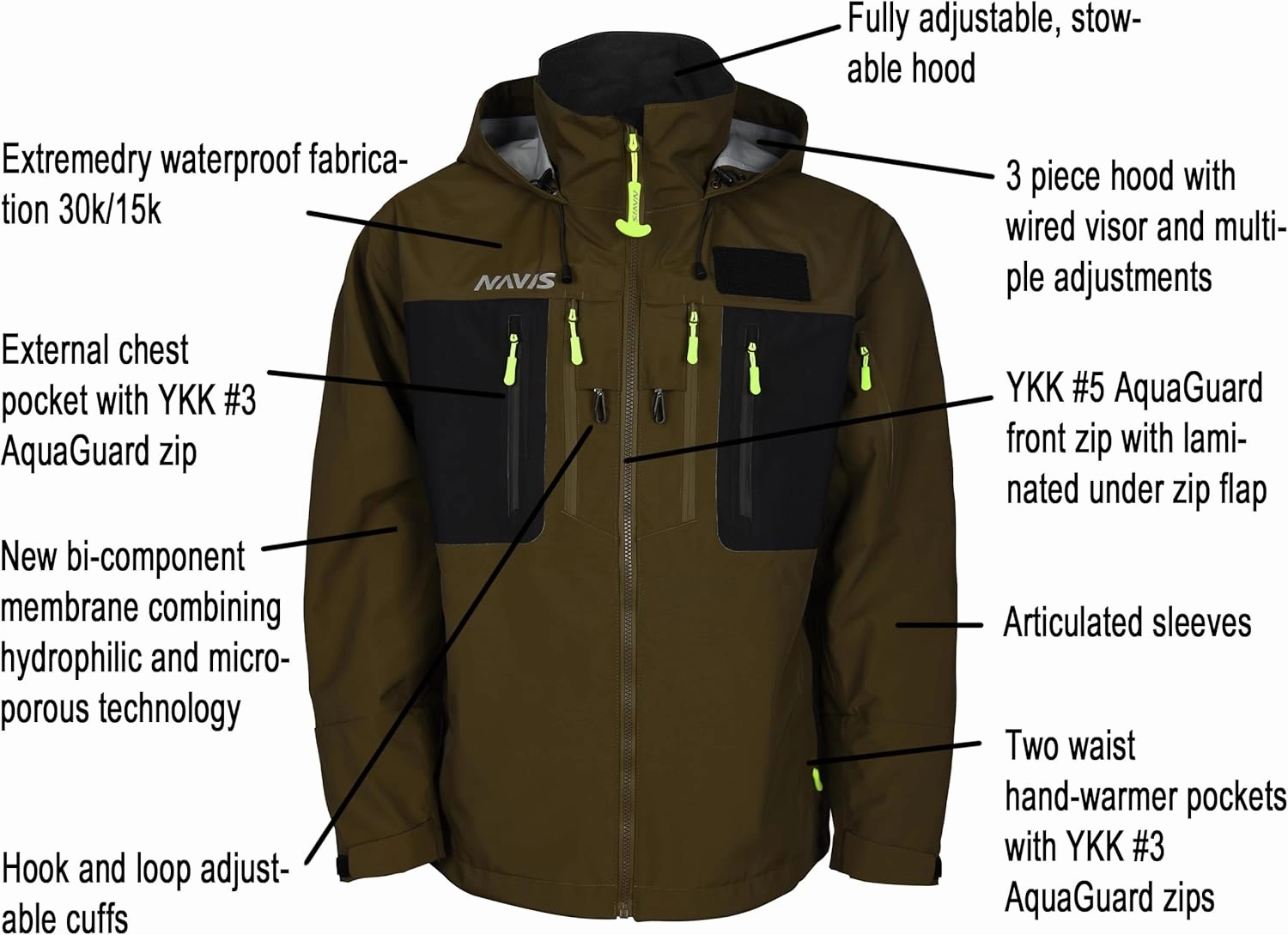 Wading Jacket-PRO Waterproof Waders Breathable 3-Layer Hard Shell for Fishing